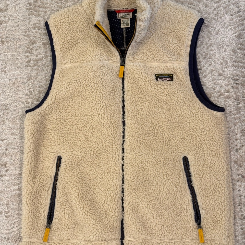 L.L. Bean Off-White Sherpa Fleece Vest